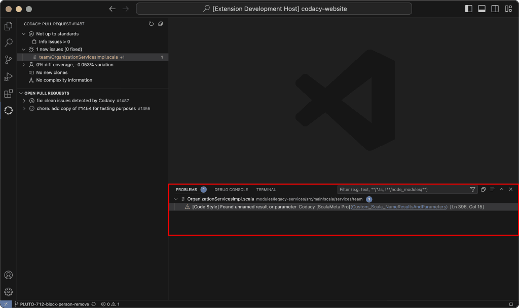 Navigate to a specific issue from the Problems tab